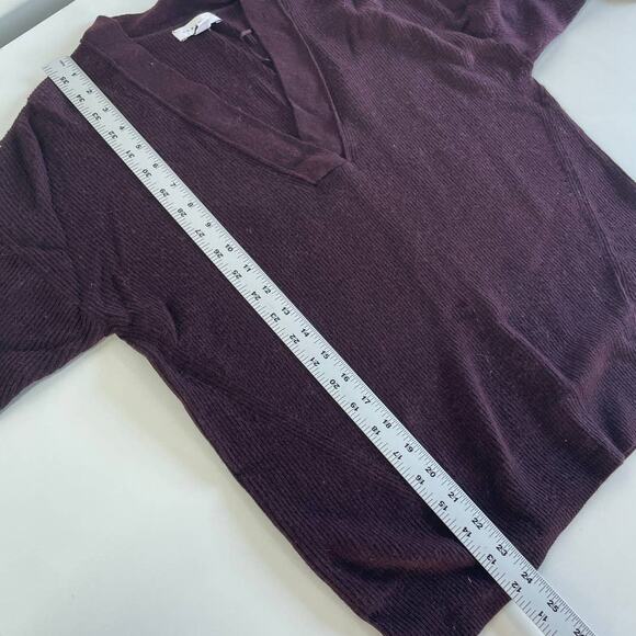 Topshop Sweater Womens X Small 0-2 Purple Ribbed Slouchy V Neck - Picture 6 of 7